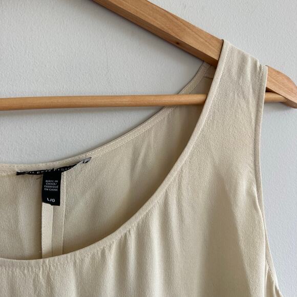 Eileen Fisher Silk Asymmetrical Tank Top Cream L - Picture 4 of 8